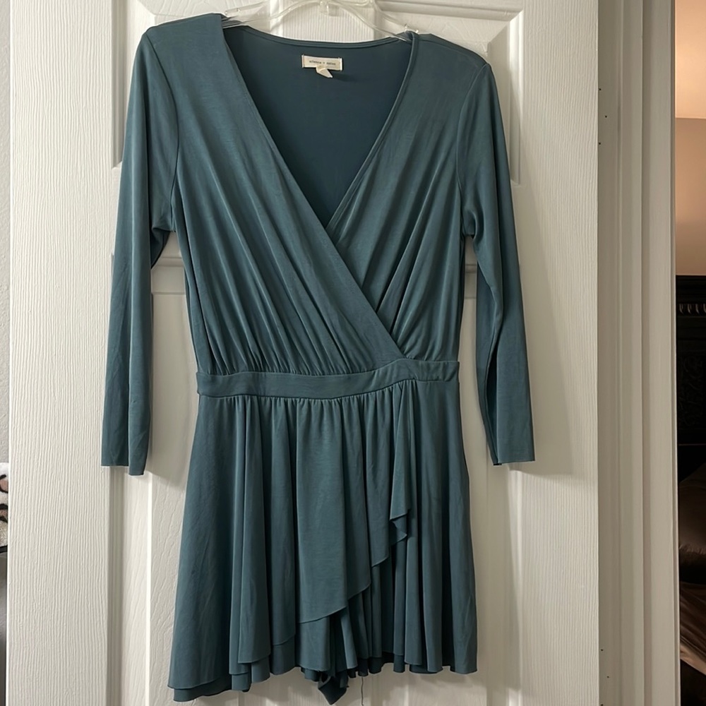 Blue/green silence + noise long sleeve romper